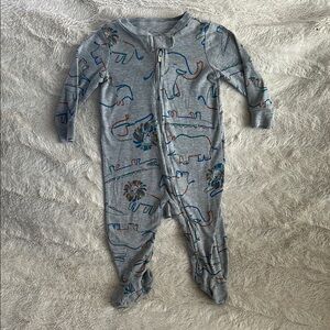 Gray Dinosaur Print Kids One Piece